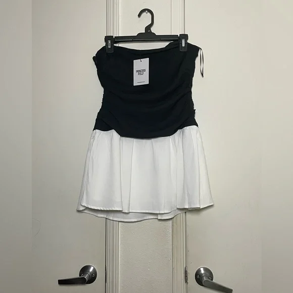 Princess Polly First Impressions Strapless Mini Dress Black / White - Picture 5 of 5